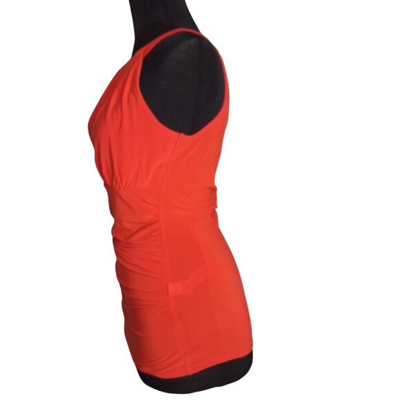 WHBM XS Halter Top Orange Sleeveless Keyhole Embellished Beaded Womens Ruched - Picture 2 of 10